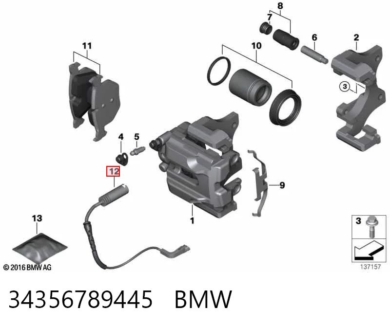 34356789445 BMW Датчик зносу гальмівних колодок, задній