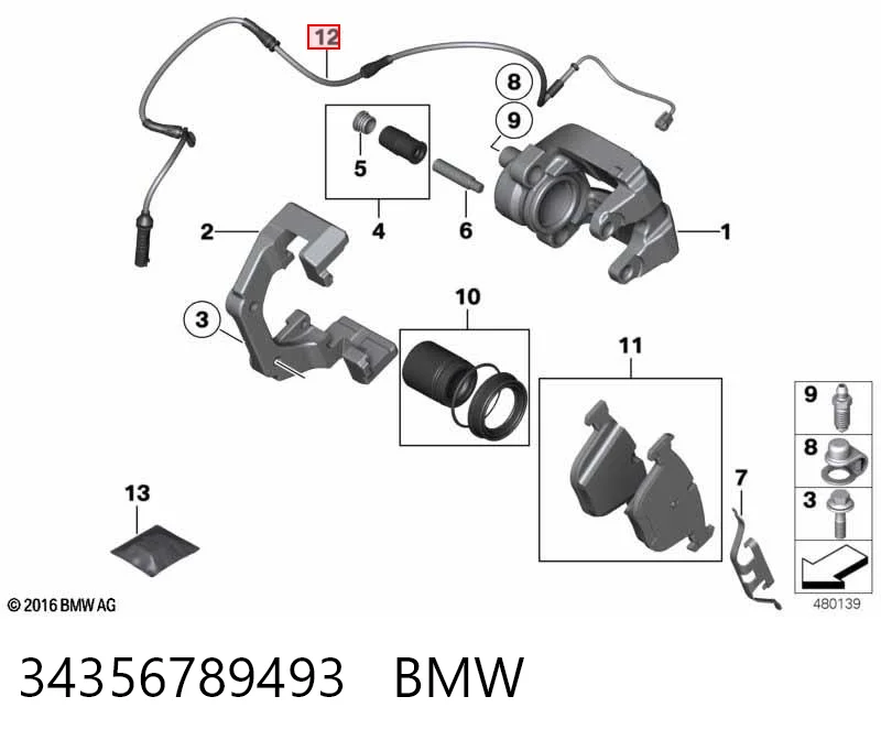 34356789493 BMW Датчик зносу гальмівних колодок, задній