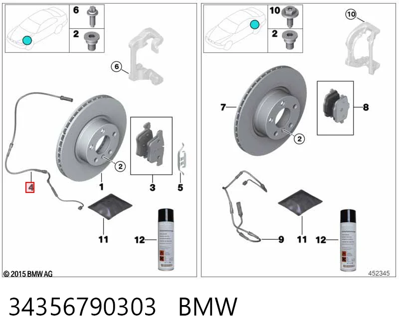 34356790303 BMW Датчик зносу колодок