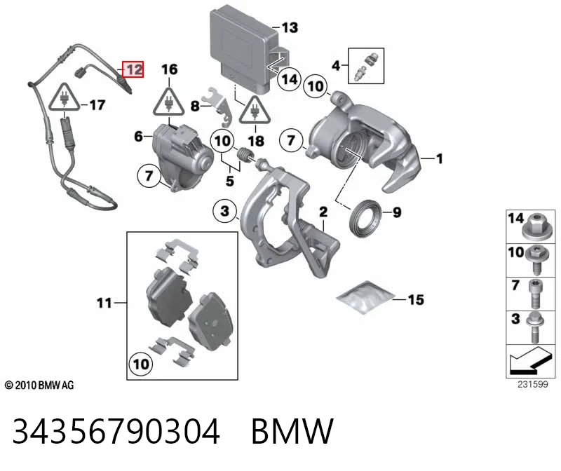 34356790304 BMW Датчик зносу гальмівних колодок, задній