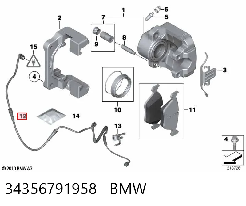 34356791958 BMW Датчик зносу гальмівних колодок, передній