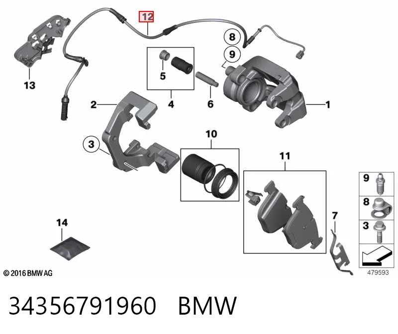 34356791960 BMW Датчик зносу гальмівних колодок, задній