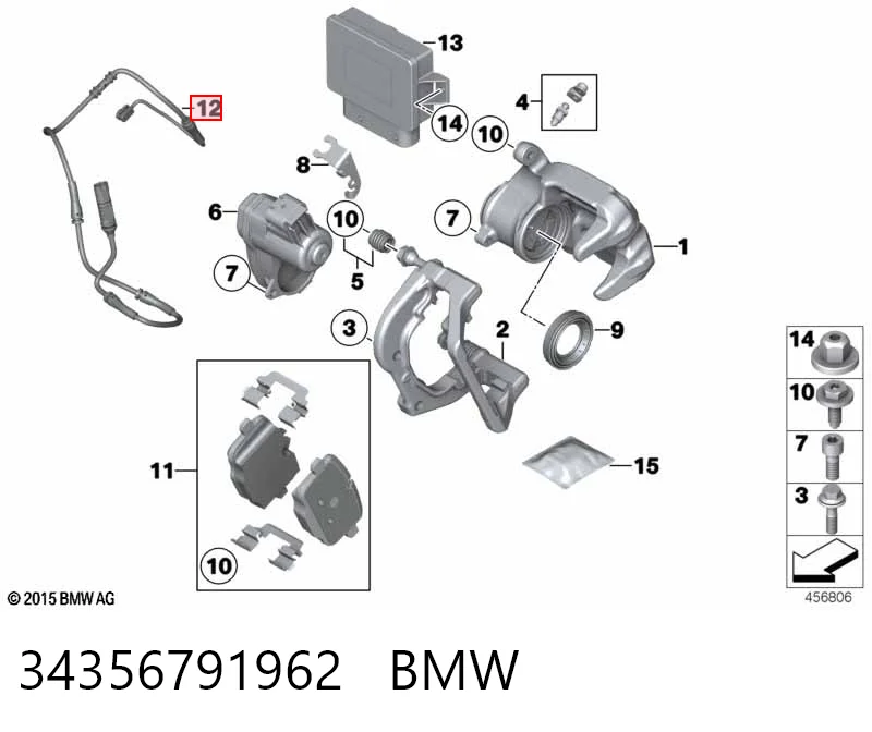 34356791962 BMW Датчик зносу гальмівних колодок, задній