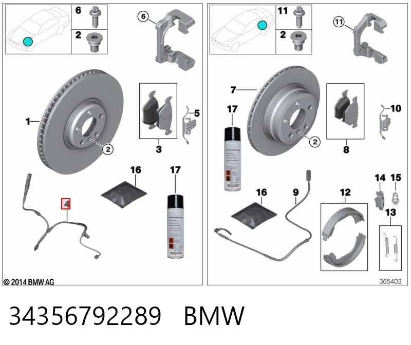34356792289 BMW Сенсор зносу