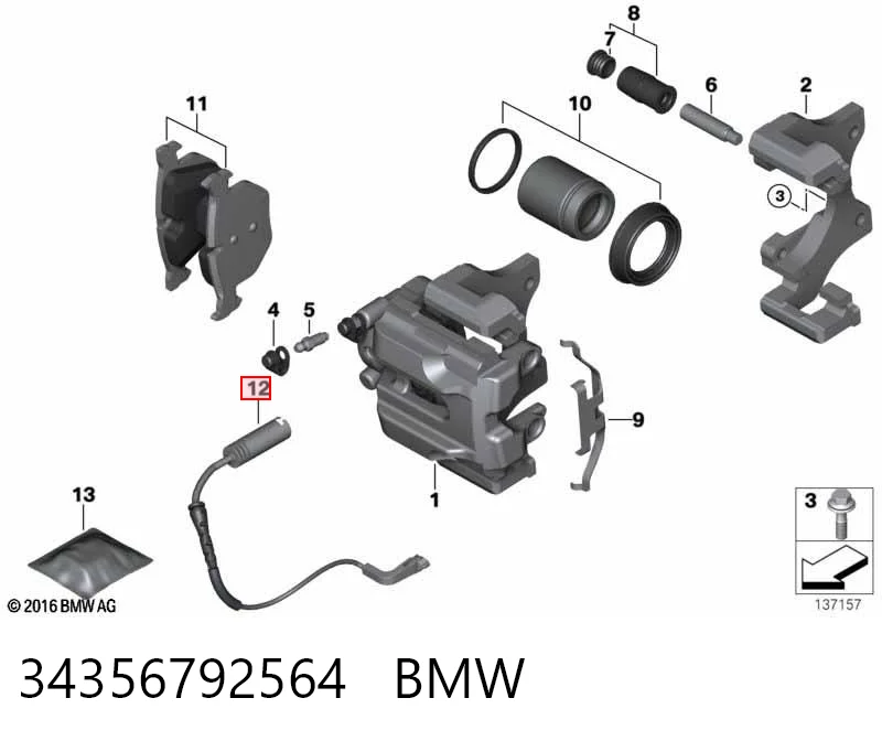 34356792564 BMW Датчик зносу гальмівних колодок, задній