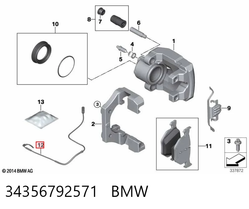 34356792571 BMW Датчик зносу гальмівних колодок, задній