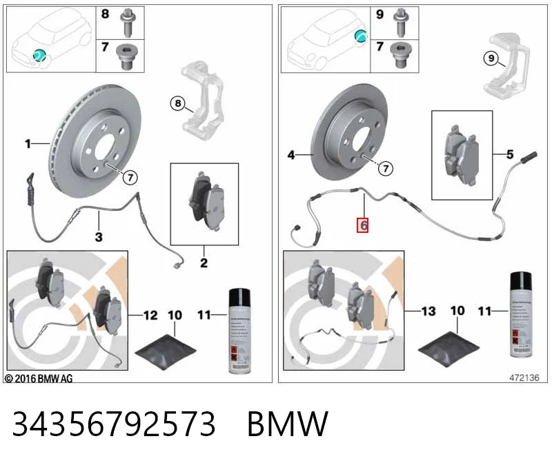 34356792573 BMW Датчик зносу гальмівних колодок, задній