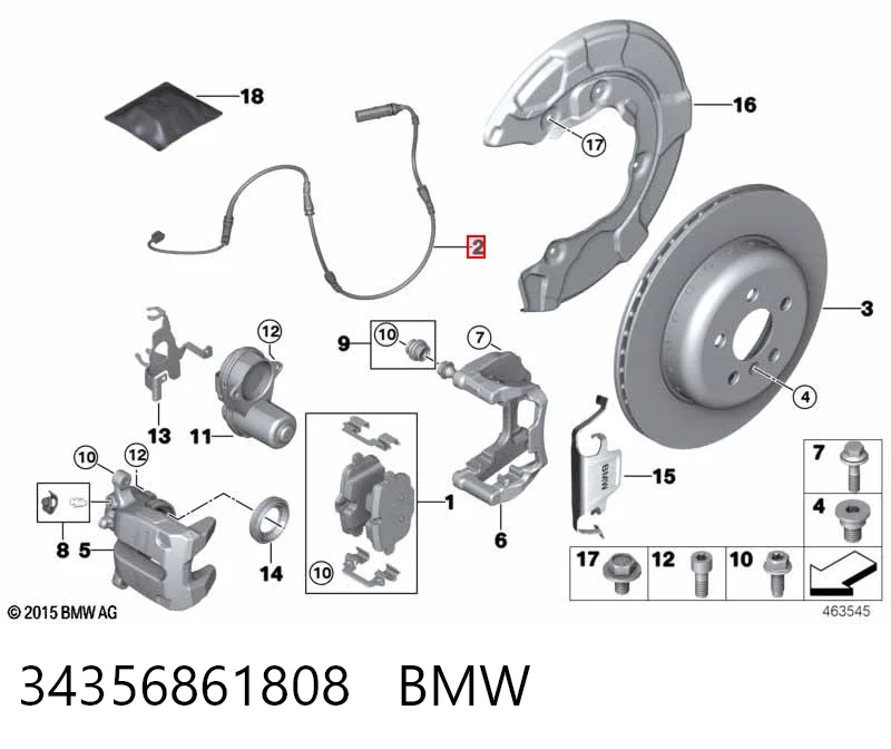 34356861808 BMW Датчик зносу гальмівних колодок, задній