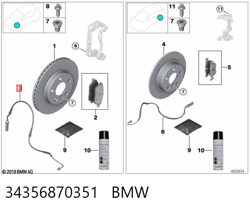 34356870351 BMW Датчик зносу гальмівних колодок, передній