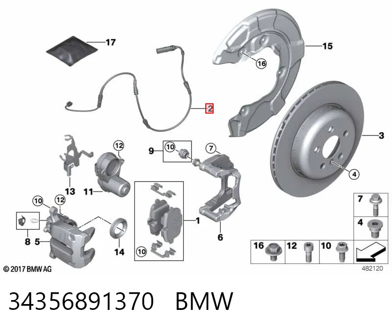 34356891370 BMW Датчик зносу гальмівних колодок, задній