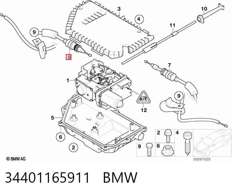34401165911 BMW Трос ручного гальма задній, правий
