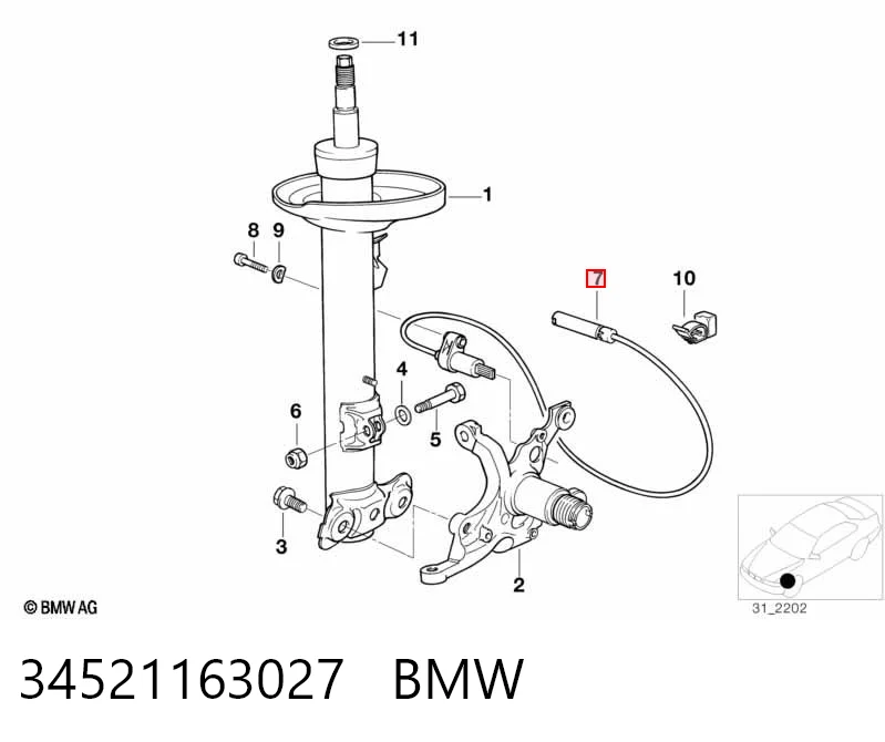 34521163027 BMW Датчик АБС (ABC) передній, правий
