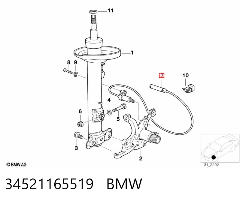 34521165519 BMW Датчик АБС (ABC) передній, правий