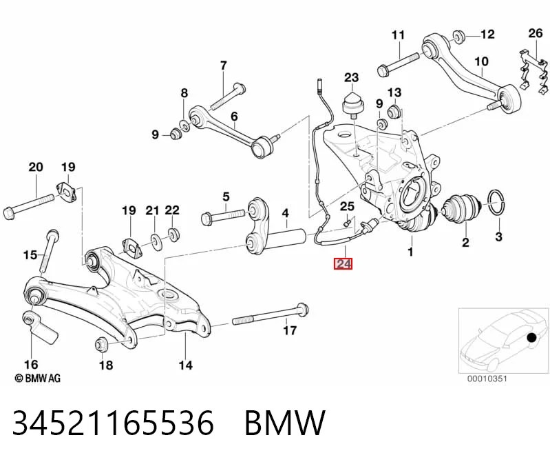 34521165536 BMW Датчик АБС (ABS) задній