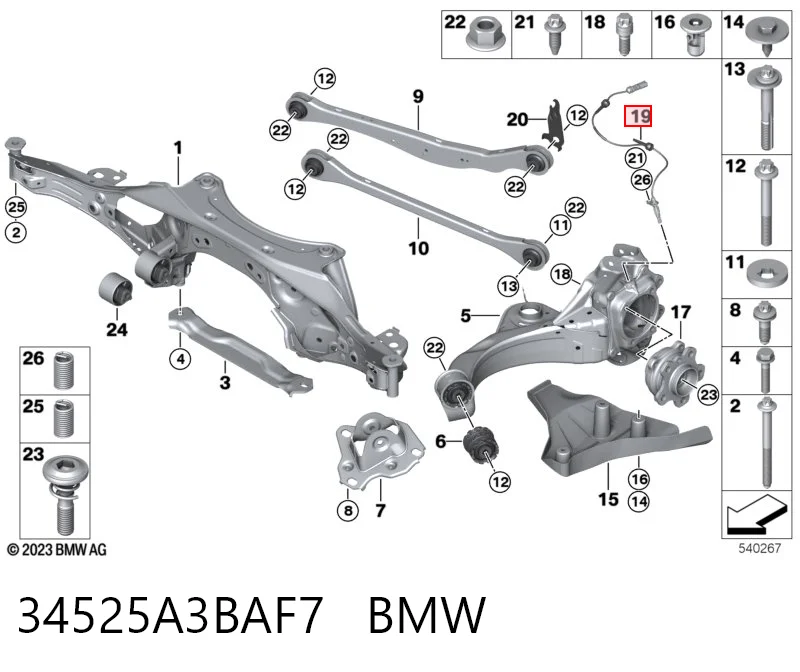 34525A3BAF7 BMW Датчик АБС (ABS) задній
