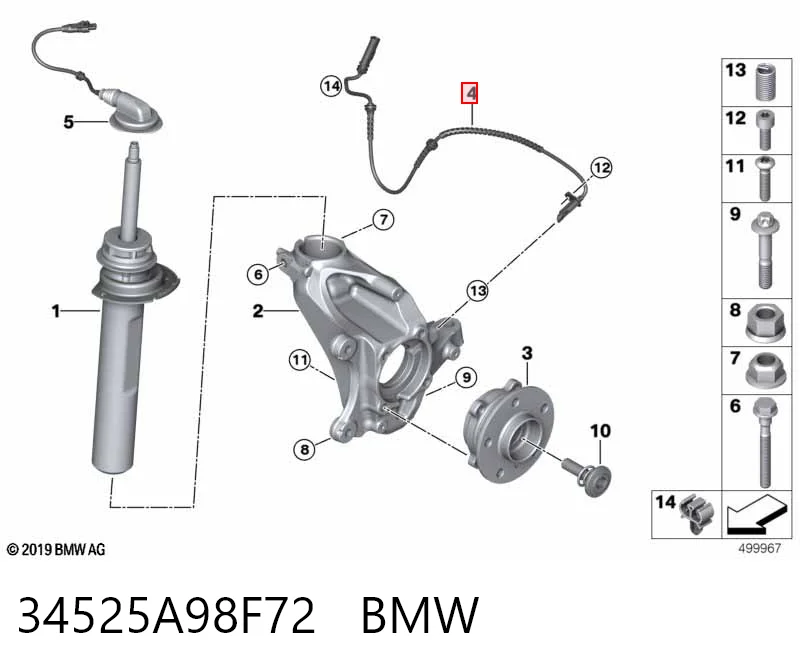 34525A98F72 BMW Датчик АБС