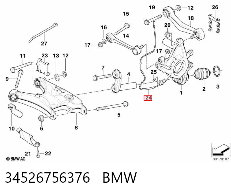 34526756376 BMW Датчик АБС (ABS) задній