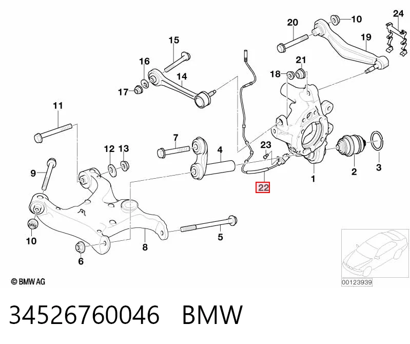 34526760046 BMW Датчик АБС (ABS) задній