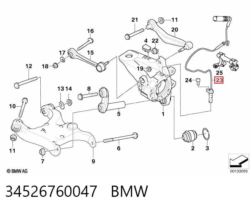 34526760047 BMW Датчик АБС (ABS) задній