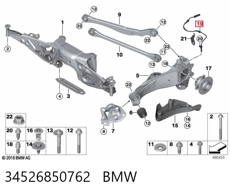 34526850762 BMW Датчик АБС (ABS) задній