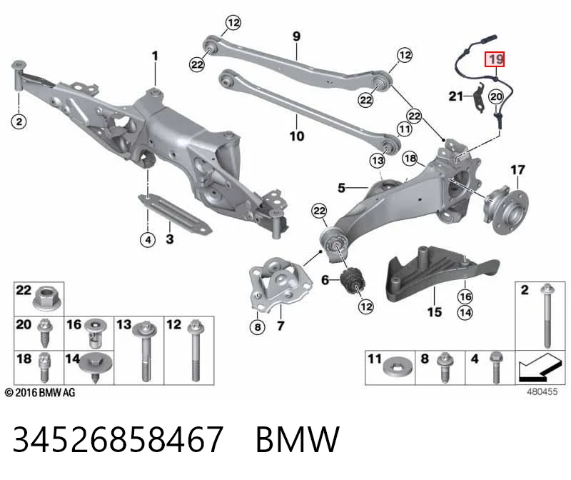 34526858467 BMW Датчик АБС (ABS) задній