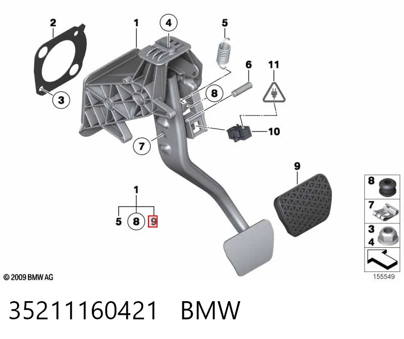 35211160421 BMW Накладка педалі гальма