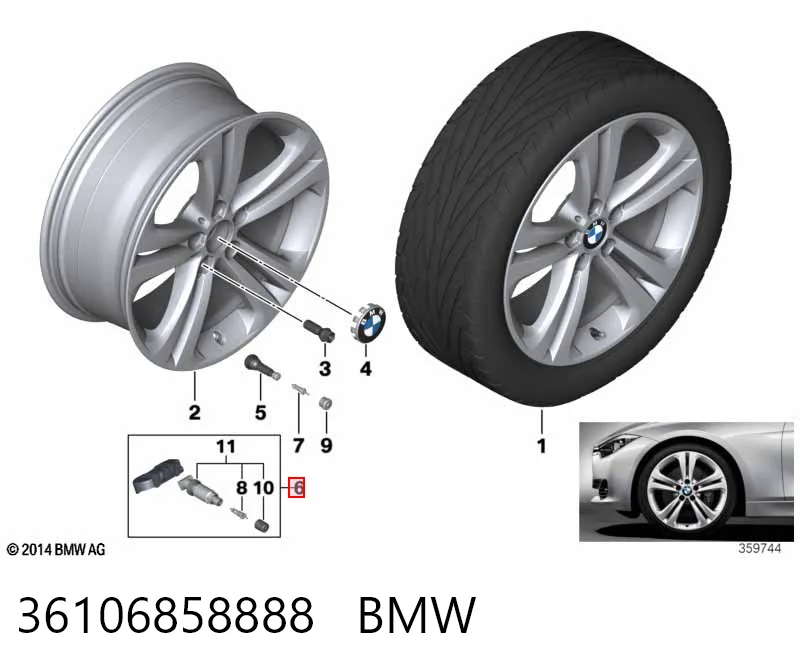 36106858888 BMW Датчик шин