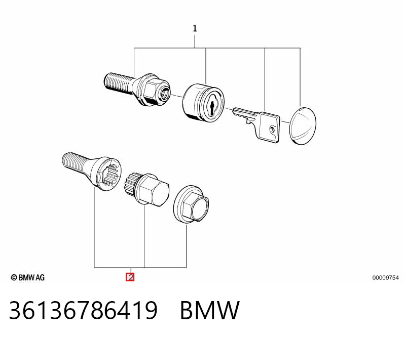 Колісний болт BMW 5 седан (E60) (2003 - 2009) ціна, від 46.51 USD
