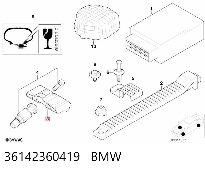 Купити 4D0907275F Bentley Датчик контролю тиску в шинах