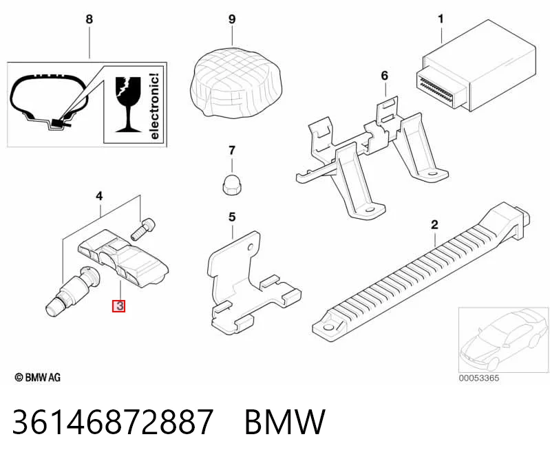 Купити Датчик тиску в шинах BMW X5  E53