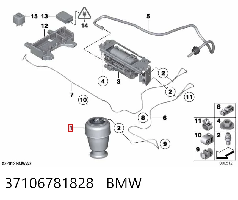 37106781828 BMW Пневмоподушка/пневморессора моста заднього