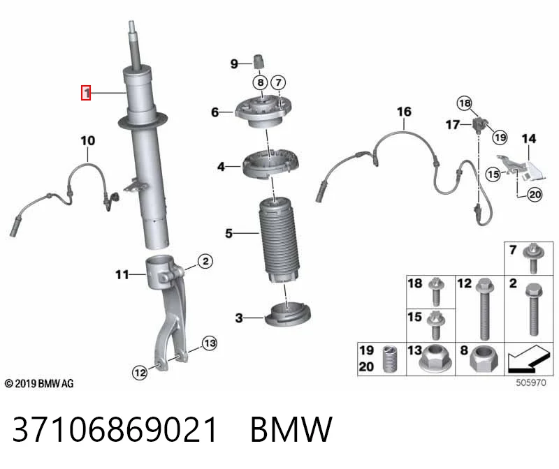 37106869021 BMW Ліва передня стійка
