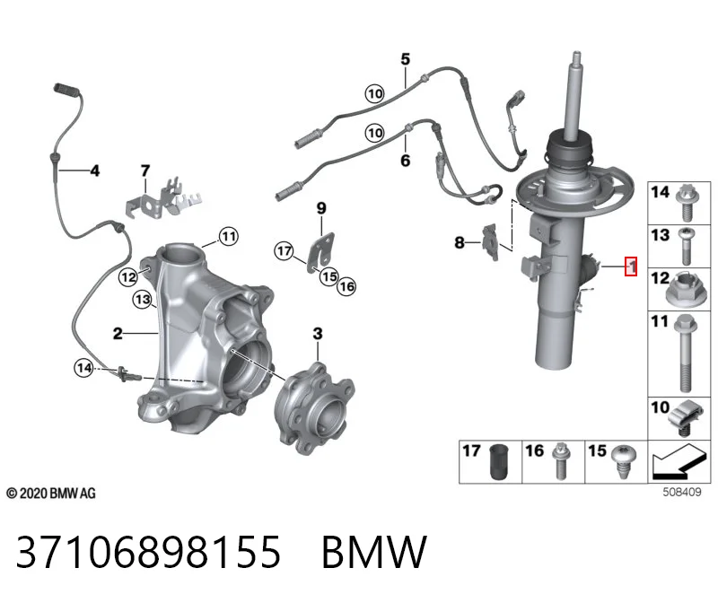 37106898155 BMW Ліва передня стійка
