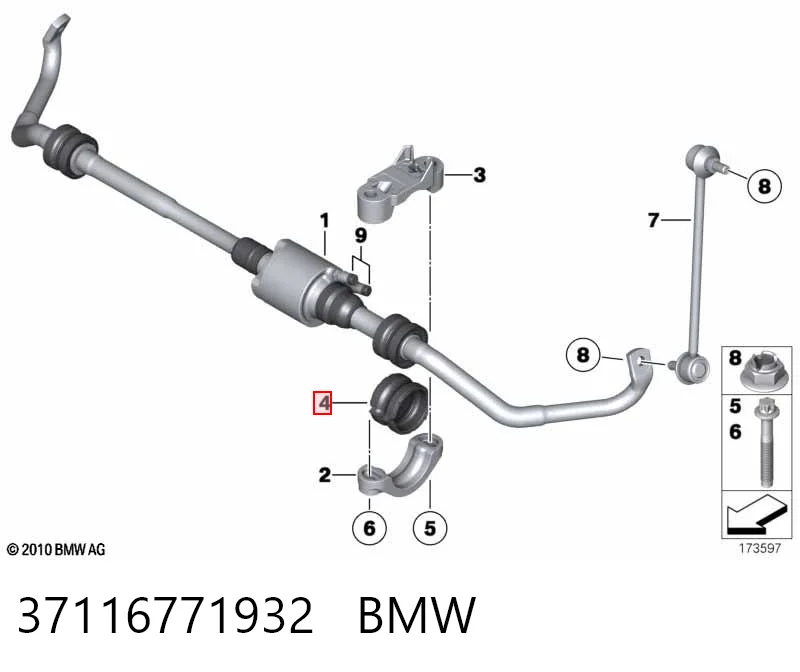 37116771932 BMW Втулка стабілізатора переднього
