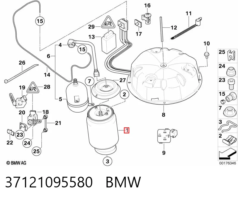 37121095580 BMW Пневмоподушка/пневморессора моста заднього