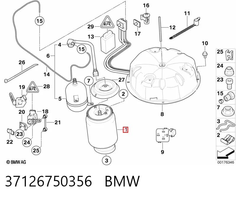 37126750356 BMW Пневмоподушка/пневморессора моста заднього