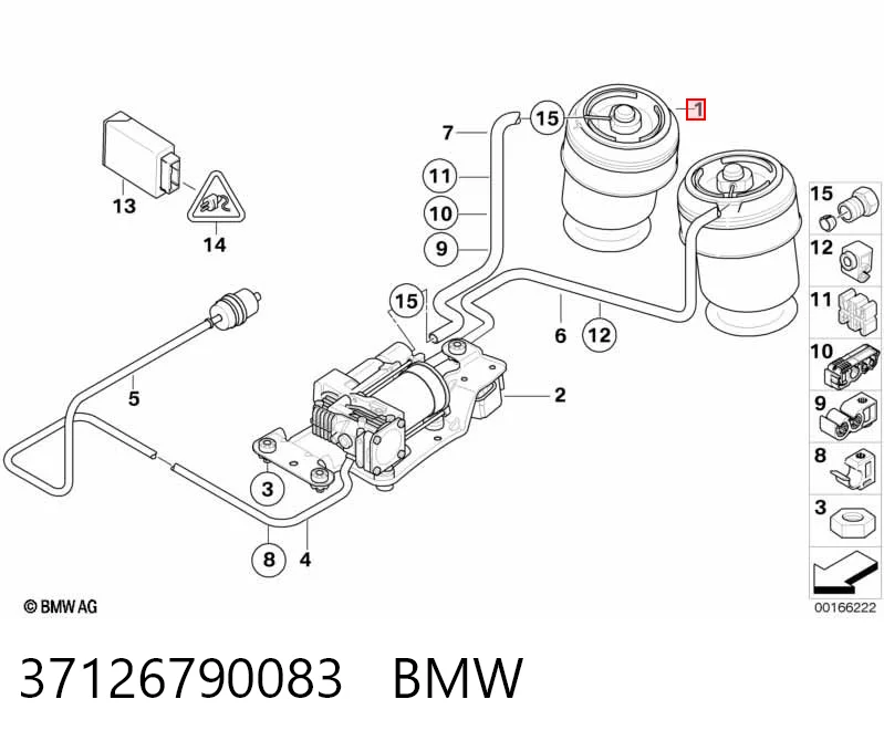 37126790083 BMW Пневмоподушка/пневморессора моста заднього