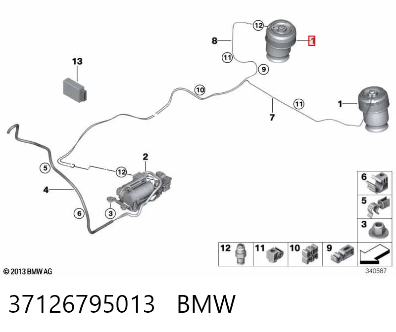 37126795013 BMW Пневмоподушка/пневморессора моста заднього