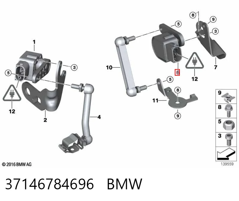 37146784696 BMW Датчик рівня положення кузова, передній правий