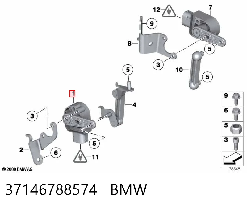 37146788574 BMW Датчик рівня положення кузова, задній лівий