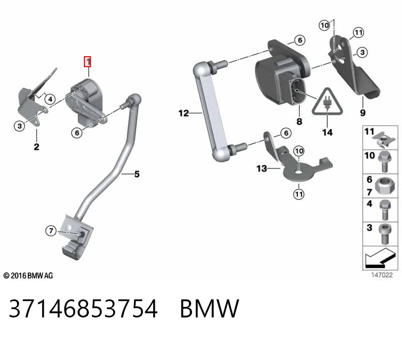37146853754 BMW Датчик рівня положення кузова, передній