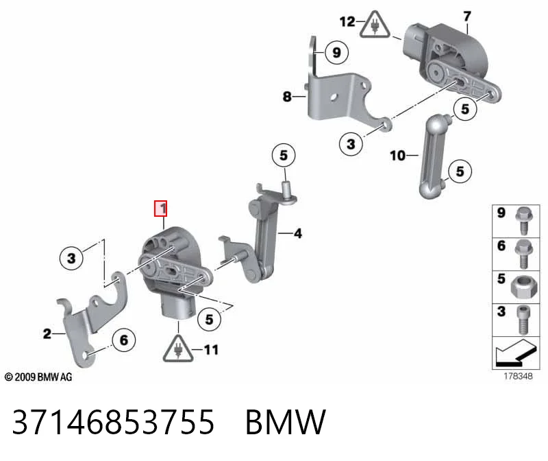 37146853755 BMW Датчик рівня положення кузова, задній лівий