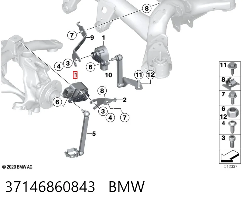 37146860843 BMW Датчик рівня положення кузова, задній