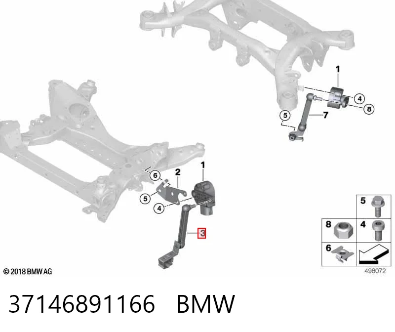 6891166 BMW Тяга датчика рівня положення кузова, передня