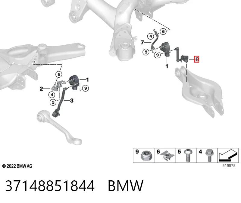 37148851844 BMW Тяга датчика рівня положення кузова, задня