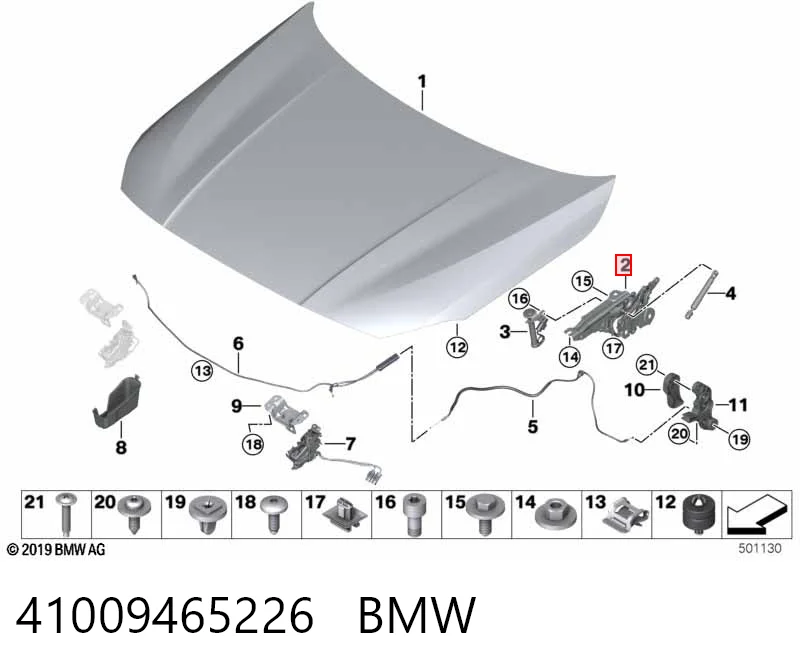 41009465226 BMW Завіс капота, правий