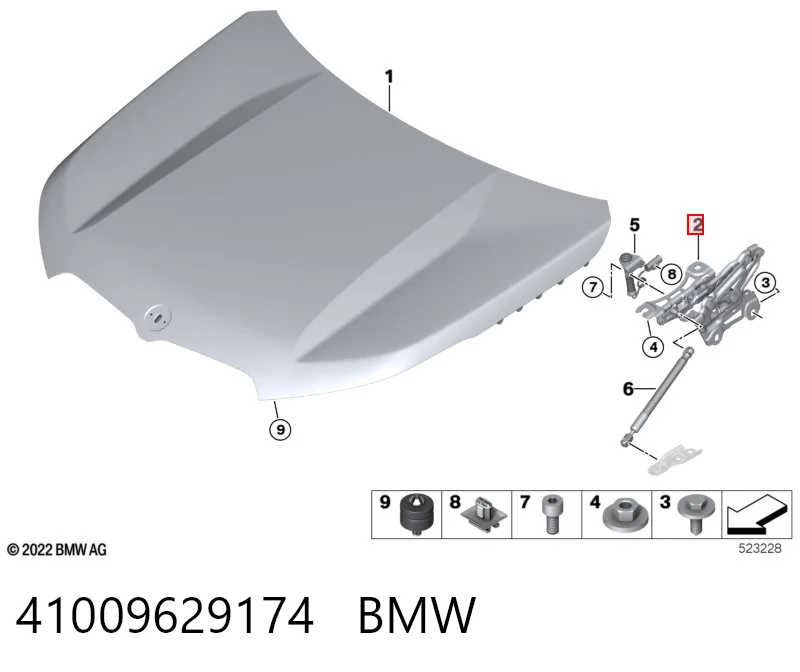 41009629174 BMW Завіс капота, правий