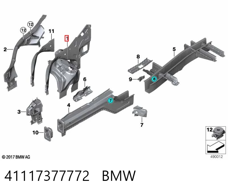 7377772 BMW Бризковики передній, правий