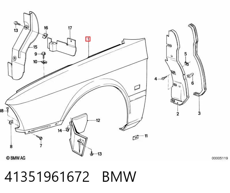 Крило переднє праве BMW 5 E28
