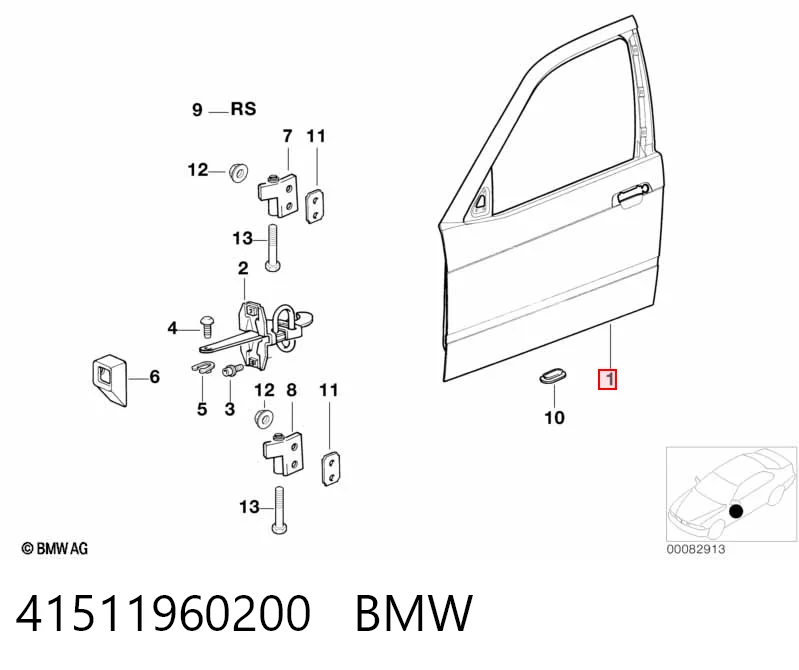 Двері передні, праві BMW 3 седан (E36) (1990 - 1998) ціна, від 22.68 USD
